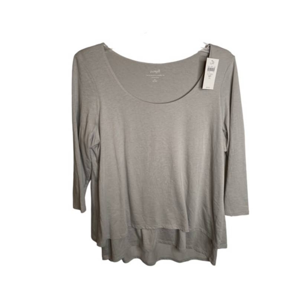 J. Jill Pure Jill 3/4 Sleeve Boatneck Top Gray Layered Top NWTs